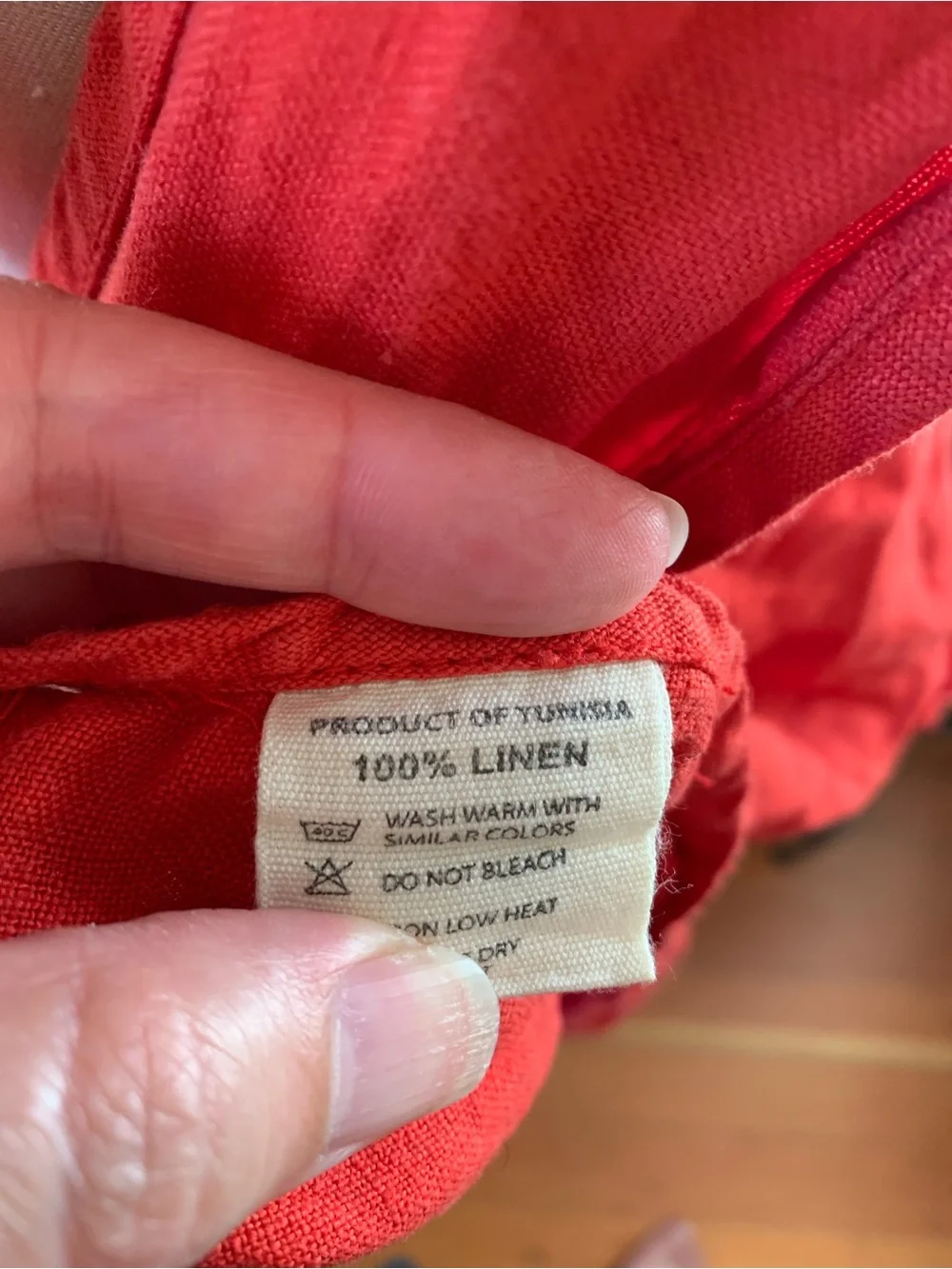 Red Linen Apron Cross back One Size Trader Joe’s